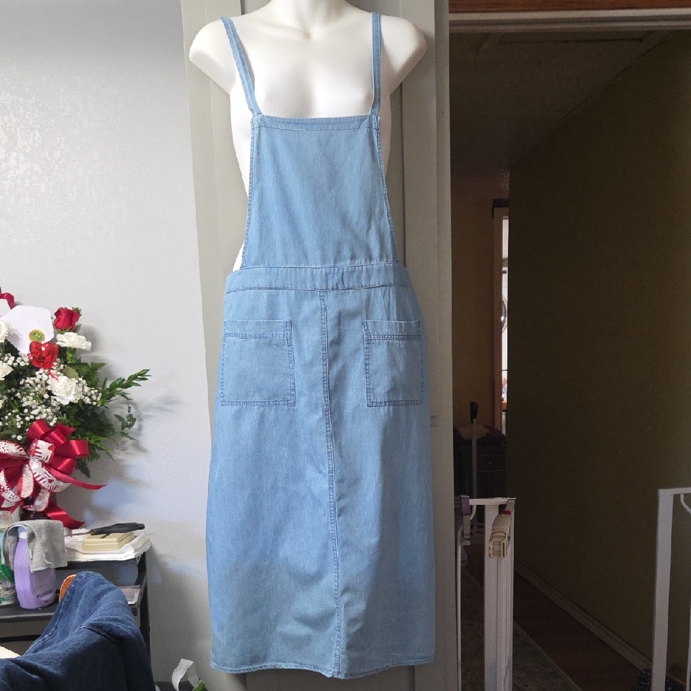 Roolee Light Blue Denim Pinafore Dress